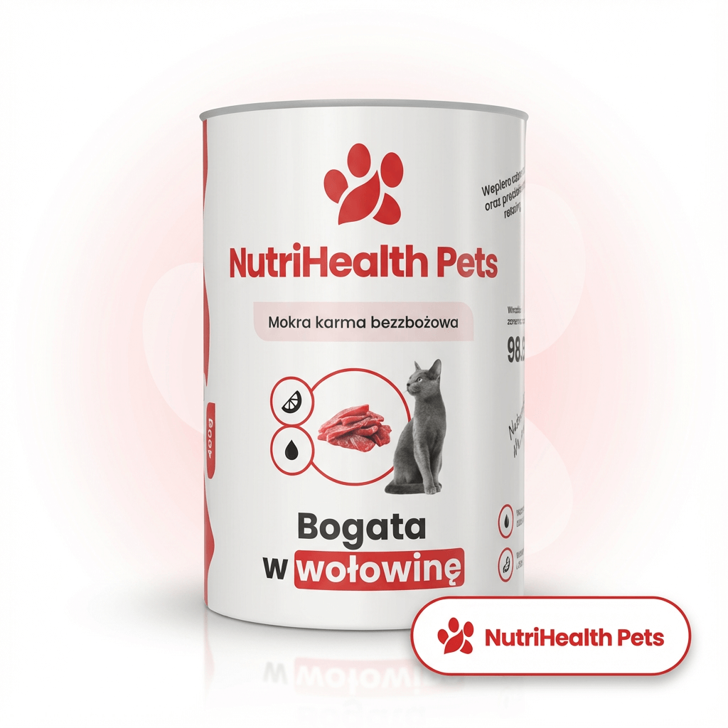 Karmy mokre dla kotów w puszce – NutriHealth Pets (grafika kolekcji).