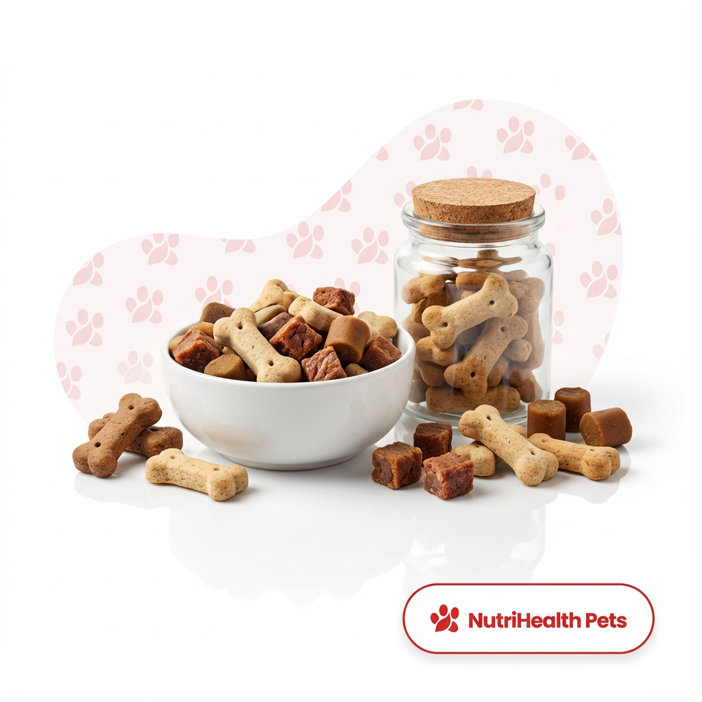 Baner kolekcji przysmaki dla psów NutriHealth Pets – przysmaki na białym tle