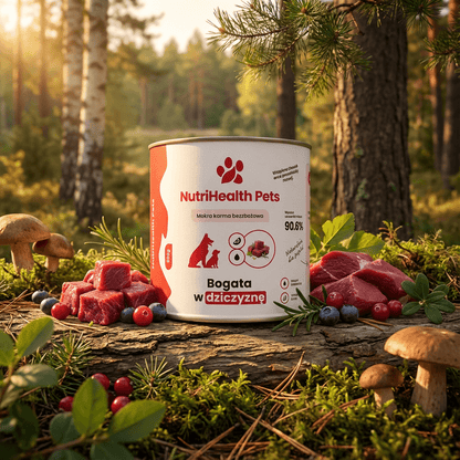 Mokra karma dla psa NutriHealth Pets – dziczyzna w puszce, zdjęcie w naturalnej scenerii