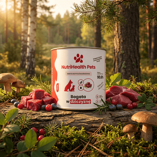 Mokra karma dla psa NutriHealth Pets – dziczyzna w puszce, zdjęcie w naturalnej scenerii
