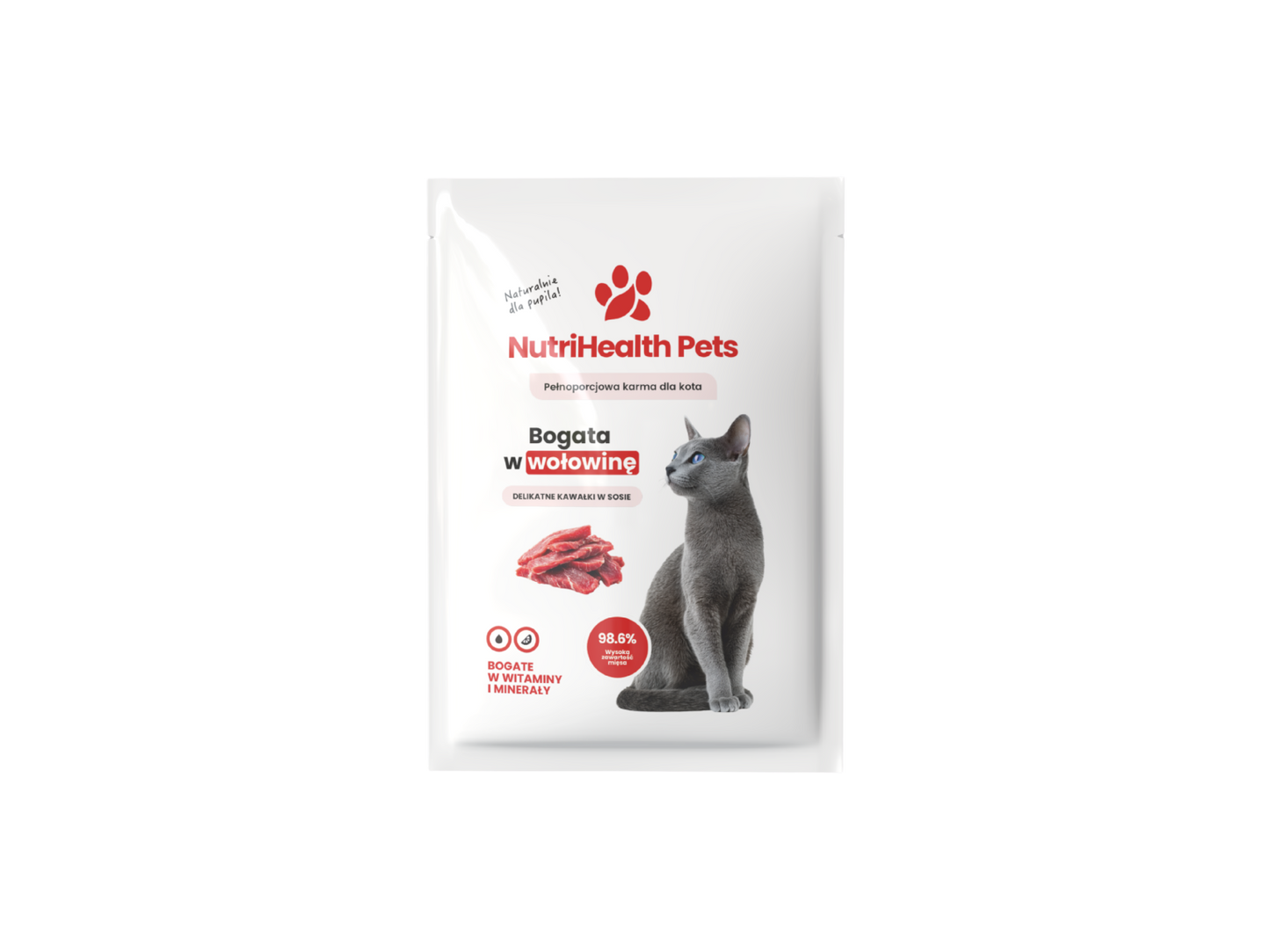 Saszetka dla Kota Monoproteinowa - Wołowina | NutriHealth Pets