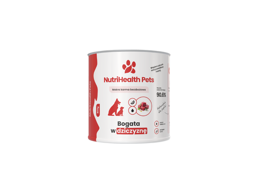 Mokra karma dla psa NutriHealth Pets – dziczyzna 800 g, puszka (opakowanie)