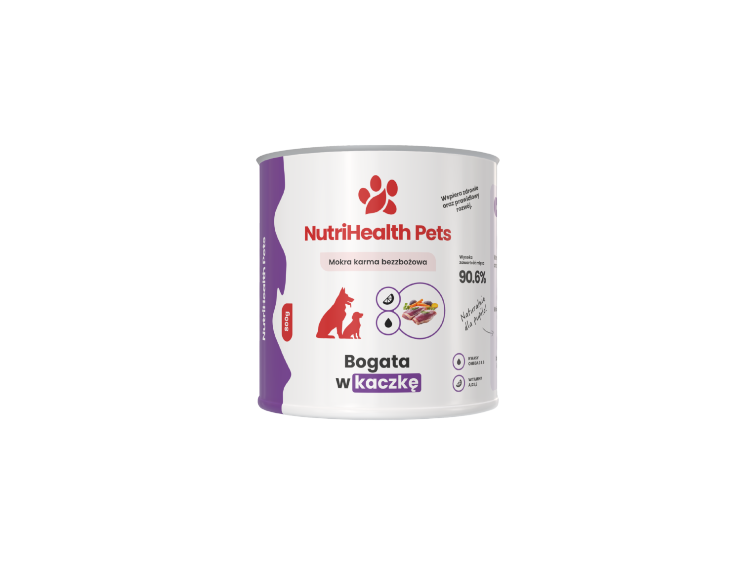 Mokra karma dla psa NutriHealth Pets – kaczka 800 g, puszka (opakowanie)