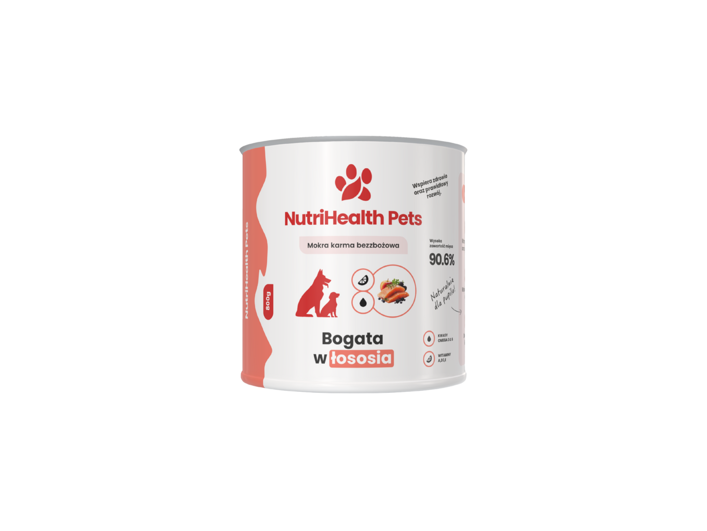 Mokra karma dla psa NutriHealth Pets – łosoś 800 g, puszka (opakowanie)