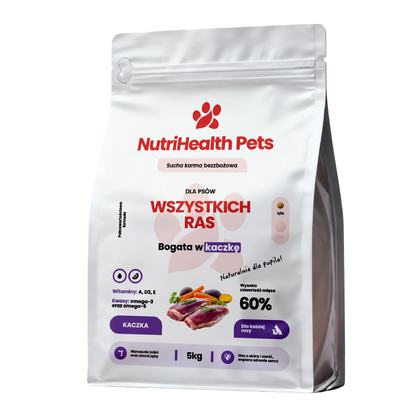 Opakowanie karmy dla psa NutriHealth Pets – widok z przodu na jasnym tle.