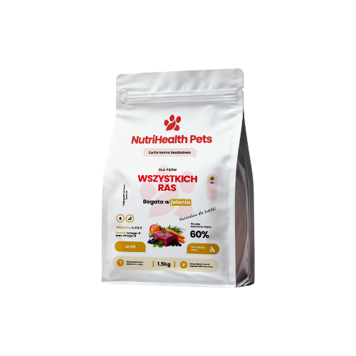 Opakowanie karmy dla psa NutriHealth Pets – widok z przodu na jasnym tle.