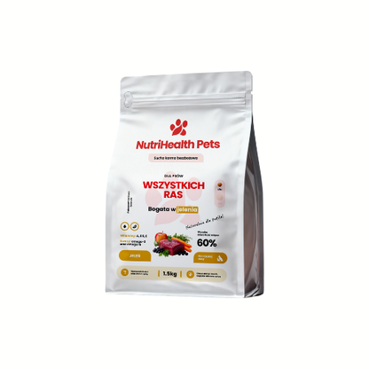 Opakowanie karmy dla psa NutriHealth Pets – widok z przodu na jasnym tle.